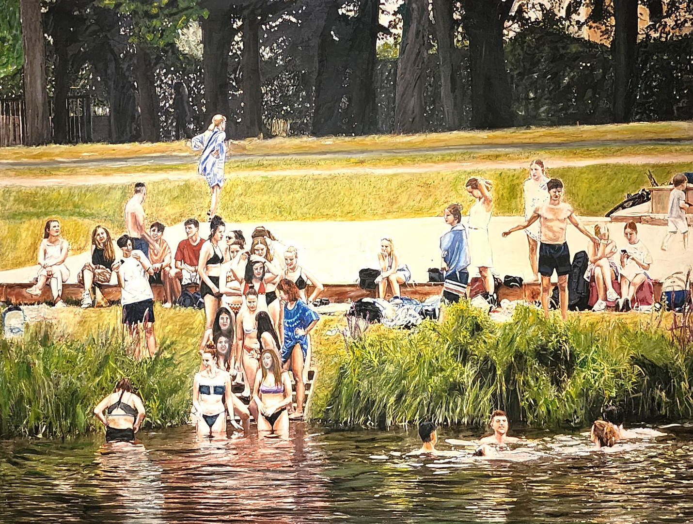 Immersing in the river